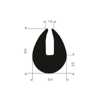 U-list (Homogent gummi) 1,5mm i gruppen Gummilister / U-lister hos Rubbernstuff.com (711.00.018.100r)