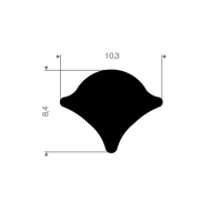 Karosslist (homogent gummi) 10,3 x 8,4 mm i gruppen Gummilister / Karosslister hos Rubbernstuff.com (713.02.008.100r)