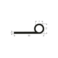 P-list (homogent gummi) 30 x 10 mm - 50 meter i gruppen Gummilister / P-lister hos Rubbernstuff.com (714.00.016.50)