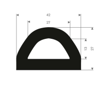 Gummifender (homogent gummi) 42 x 27 mm - 20 meter i gruppen Gummilister / Gummifender hos Rubbernstuff.com (715.14.227.20)