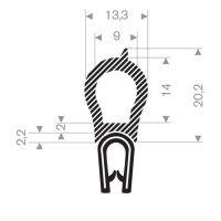 Kantskyddslist (PVC) 1 - 3 mm - 25 meter i gruppen Gummilister hos Rubbernstuff.com (745.00.820.25)