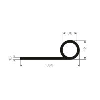 P-list (homogent gummi) 36,5 x 12 mm - 25 meter